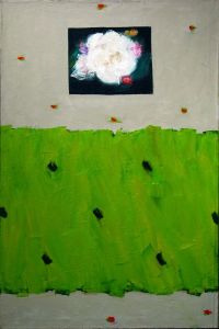 Weisse Blüte, grünes Feld, 1999, 120 x 80 cm, Öl a. Lwd.