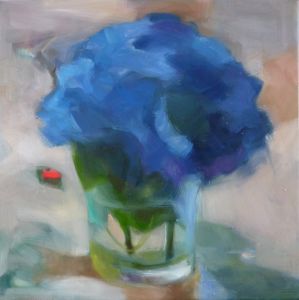 Blaue Hortensie, 2014, 60 x 60 cm, Öl a. Lwd.