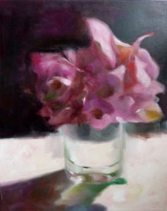 Hortensie, pink, 2014, 100 x 80 cm, Öl a. Lwd.