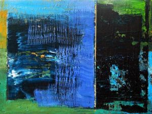 Blau abstrakt, Juni 2006, Öl auf Leinwand, 30 x 40 cm