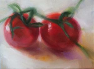 Tomaten, 18 cm x 24 cm/ Dez.. 2016/ Öl auf Lwd.