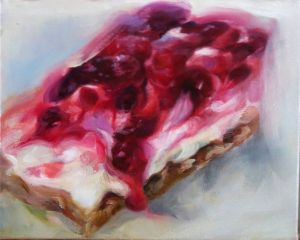 Kirschkuchen, 24 cm x 30 cm/Mai 2017/ Öl auf Lwd.