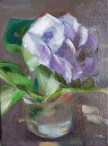Hortensie, blau II,  2013, 24 x 18 cm, Öl a. Lwd.