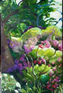 Blühende Büsche, 2010, 120 x 80 cm, Öl a. Lwd.