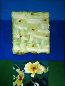 Weisses Feld und Blüte,  2001, 120 x 90 cm, Öl a. Lwd.