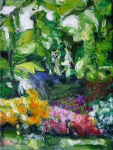 Hängende Blätter, 2010, 24 x 18 cm, Öl a. Lwd.