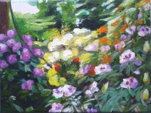 Violetter Rhododendron, 2010, 18 x 24 cm, Öl auf Lwd.