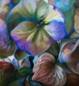 Grosse Blüte, blau, 120 cm x 110 cm/ Januar 2019/ Öl auf Lwd.