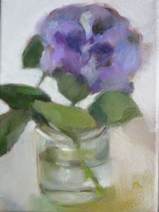 Hortensie, blau I,  2013, 24 x 18 cm, Öl a. Lwd.