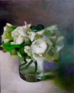 Weisse Hortensie I, 2014, 100 x 80 cm, Öl a. Lwd.
