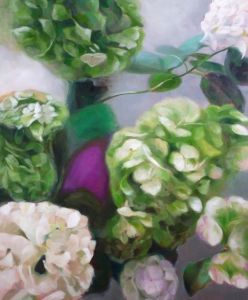 Grosse Hortensie, 120 cm x 100 cm/ Mai 2015/ Öl auf Lwd.
