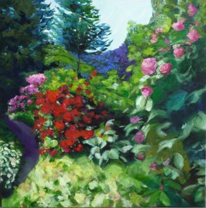 Rosen und Rhododendron, 2010, 100 x 80 cm, Öl a. Lwd.