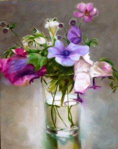 Verschiedene Blüten, 2014, 100 x 80 cm, Öl a. Lwd.
