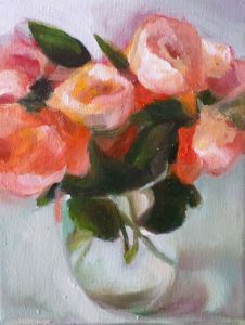 Rosen orange,  2013, 24 x 18 cm, Öl a. Lwd.